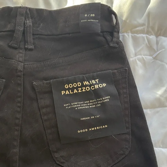 Good American Black Good Waist Palazzo Crop Jeans - Picture 4 of 6